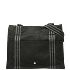 Hermes Fourre Tout Besace MM Crossbody Shoulder Bag Black Gray Canvas