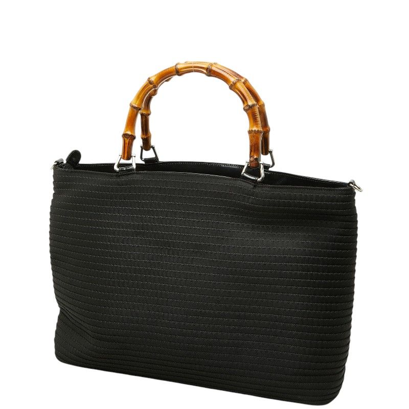 Gucci Bamboo 2-Way Shoulder Bag Black Nylon Leather — view 2