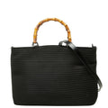Gucci Bamboo 2-Way Shoulder Bag Black Nylon Leather