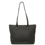 Celine C Macadam Tote Shoulder Bag Black Canvas Leather