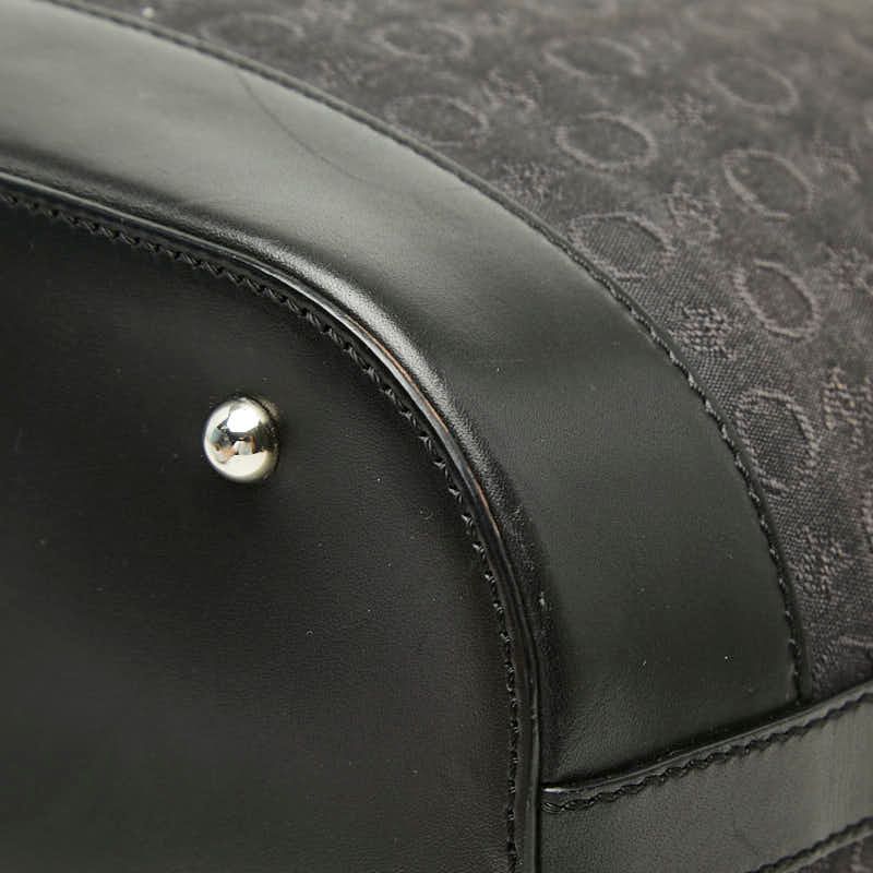 Celine C Macadam Tote Shoulder Bag Black Canvas Leather — view 6