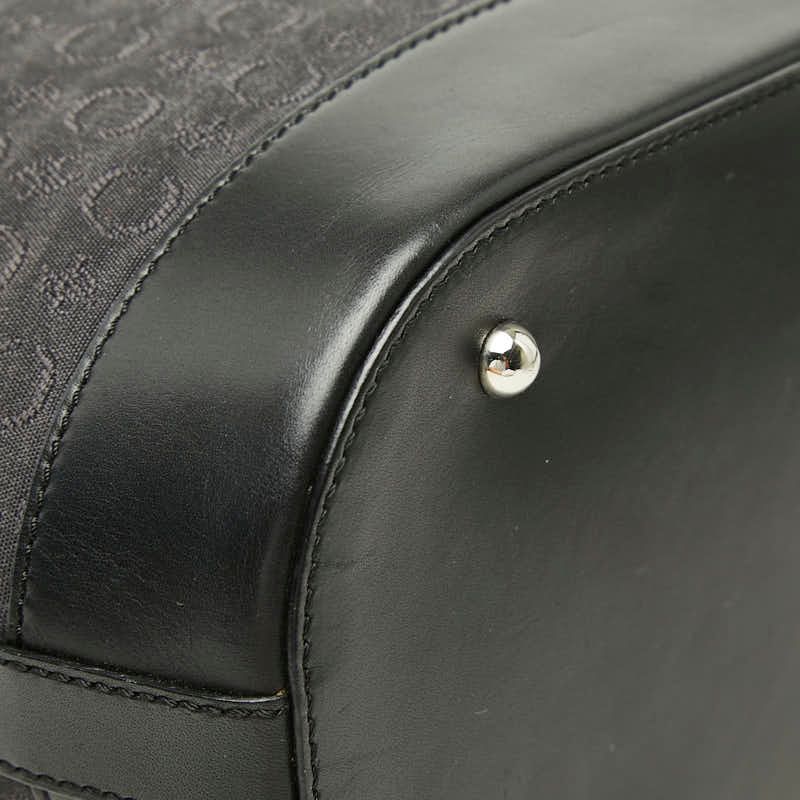 Celine C Macadam Tote Shoulder Bag Black Canvas Leather — view 7