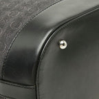 Celine C Macadam Tote Shoulder Bag Black Canvas Leather — view 7
