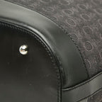 Celine C Macadam Tote Shoulder Bag Black Canvas Leather — view 4
