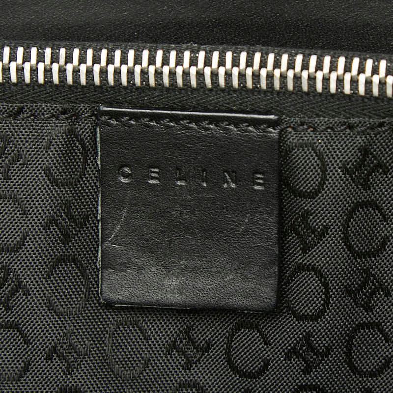 Celine C Macadam Tote Shoulder Bag Black Canvas Leather — view 9