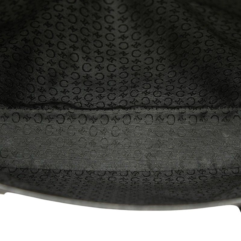 Celine C Macadam Tote Shoulder Bag Black Canvas Leather — view 8