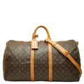 Louis Vuitton Monogram Keepall Bandouliere 55 Boston Bag 2-Way Brown Leather