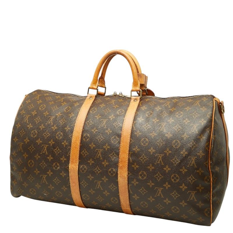 Louis Vuitton Monogram Keepall Bandouliere 55 Boston Bag 2-Way Brown Leather — view 2