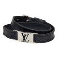 Louis Vuitton Damier Graphite Bracelet Sign It Double Strand Black Gray Metal