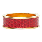 Hermes Kelly Cadena Scarf Ring Gold Red Plated Leather — view 6