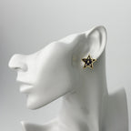 Chanel Star CC Logo Earrings Plated Gold Black Vintage — view 2