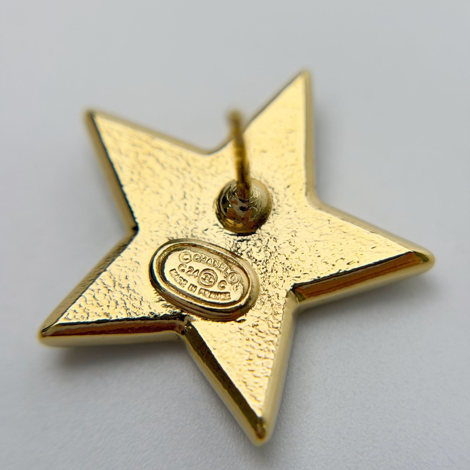 Chanel Star CC Logo Earrings Plated Gold Black Vintage — view 6