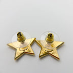 Chanel Star CC Logo Earrings Plated Gold Black Vintage — view 4