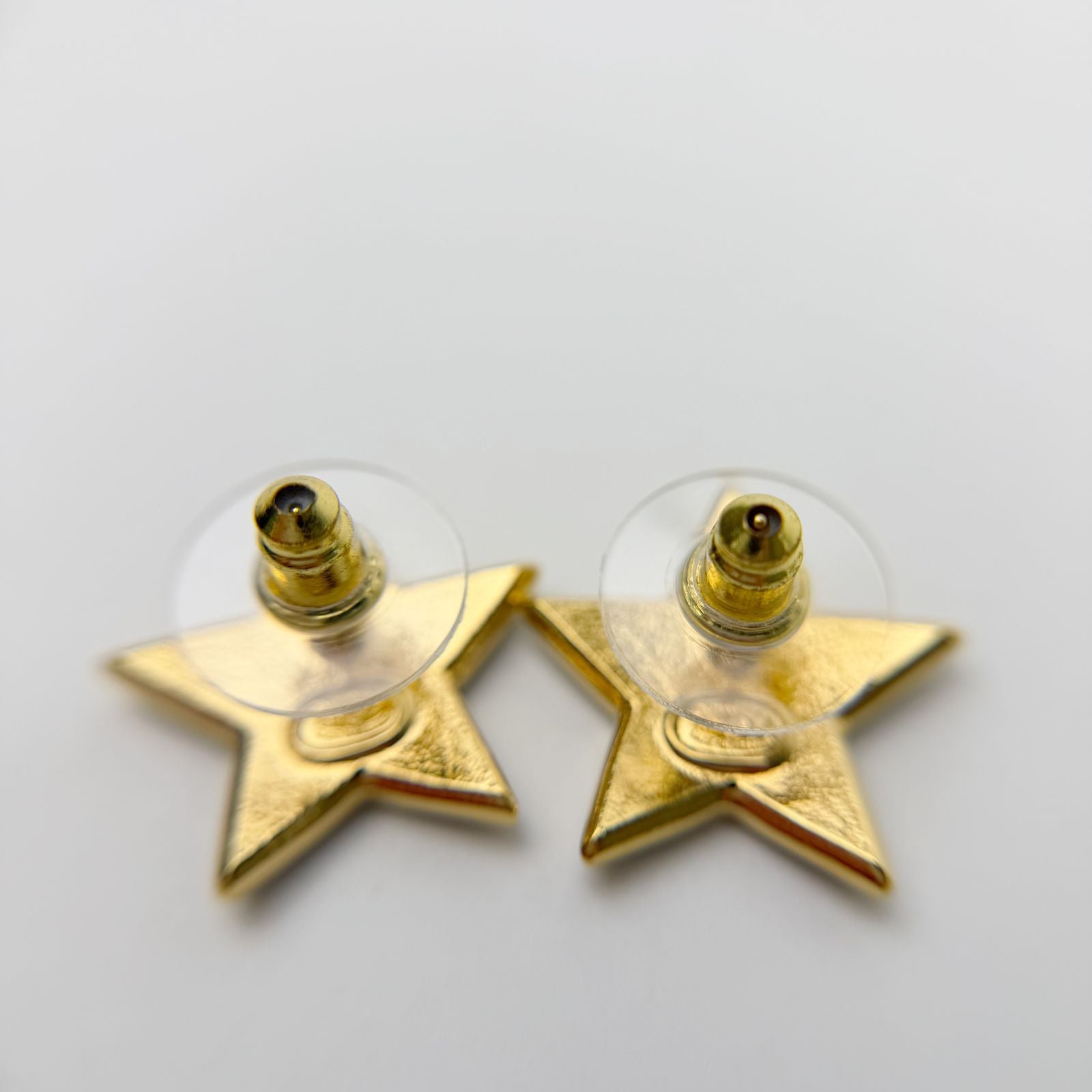 Chanel Star CC Logo Earrings Plated Gold Black Vintage — view 4
