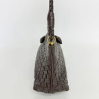 Bottega Veneta Intrecciato Shoulder Bag Leather Brown Gold Vintage — view 4