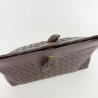 Bottega Veneta Intrecciato Shoulder Bag Leather Brown Gold Vintage — view 6