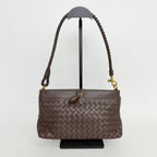 Bottega Veneta Intrecciato Shoulder Bag Leather Brown Gold Vintage — view 3