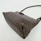 Bottega Veneta Intrecciato Shoulder Bag Leather Brown Gold Vintage — view 9