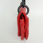 Prada Gaufre Chain Flap Shoulder Bag Leather Red Vintage — view 5