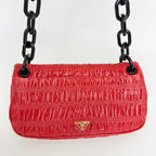 Prada Gaufre Chain Flap Shoulder Bag Leather Red Vintage — view 4