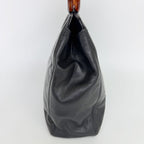 Chanel CC Logo Tortoiseshell Handle Handbag Leather Black Vintage — view 6