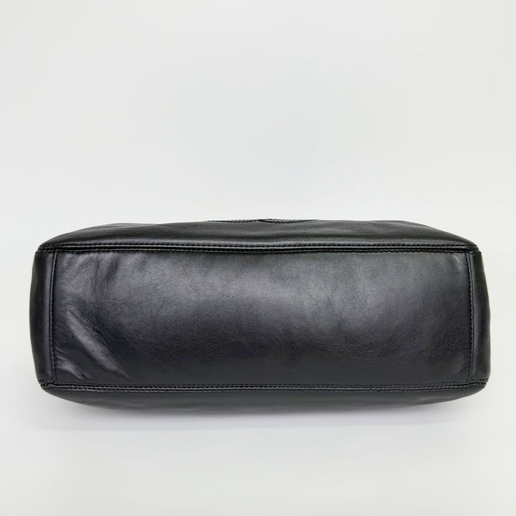 Chanel CC Logo Tortoiseshell Handle Handbag Leather Black Vintage — view 7