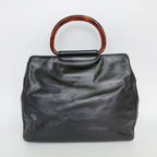 Chanel CC Logo Tortoiseshell Handle Handbag Leather Black Vintage — view 4