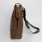 Chanel CC Logo Charm Chain Shoulder Bag Caviar Leather Brown Gold Vintage — view 5