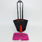 Saint Laurent Rib Fabric Tassel Shoulder Bag Canvas Black Red Gold Vintage — view 2