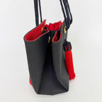 Saint Laurent Rib Fabric Tassel Shoulder Bag Canvas Black Red Gold Vintage — view 6