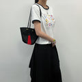 Saint Laurent Rib Fabric Tassel Shoulder Bag Canvas Black Red Gold Vintage
