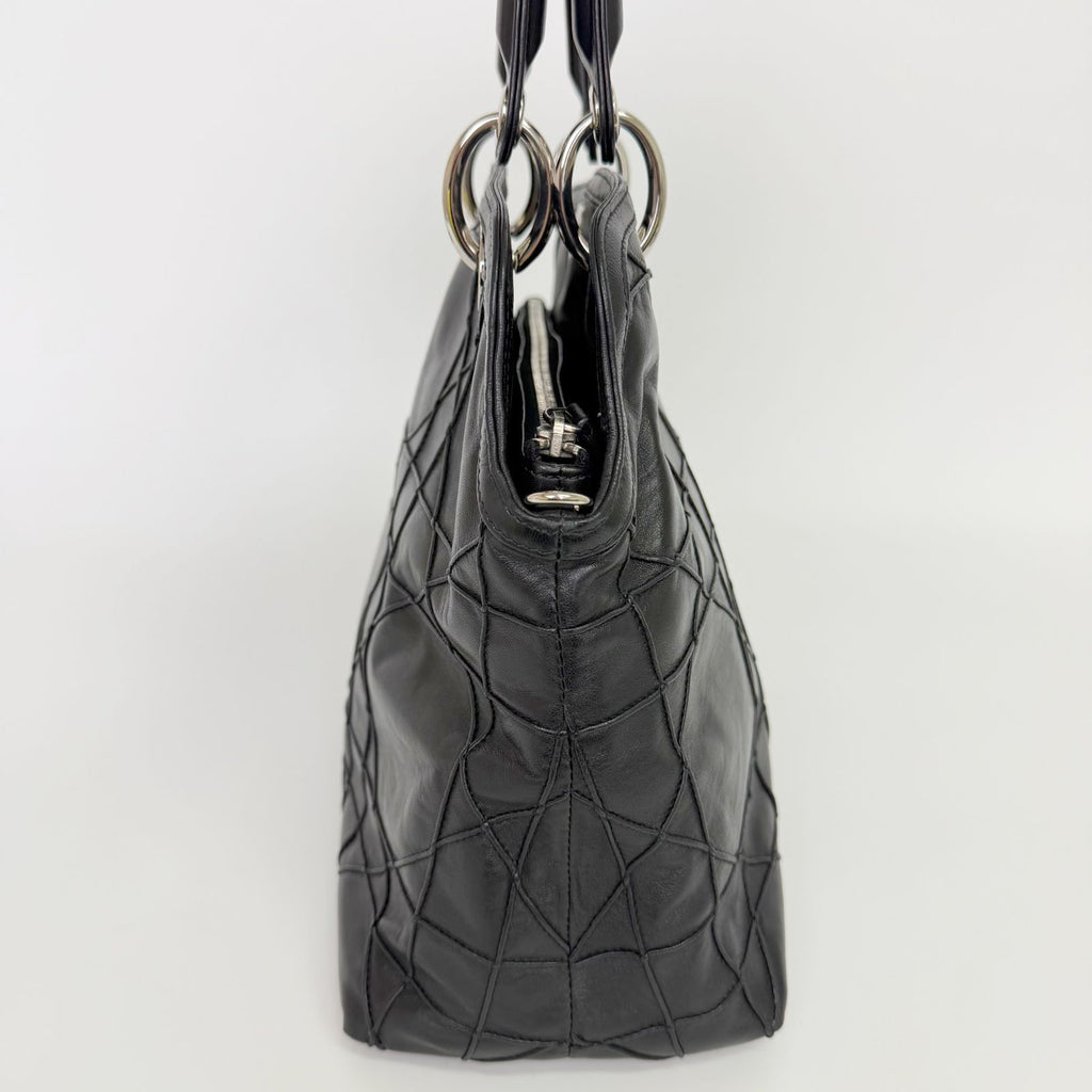 Dior Lady Cannage Large Shoulder Bag Leather Black Vintage — view 6