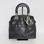 Dior Lady Cannage Large Shoulder Bag Leather Black Vintage — view 3