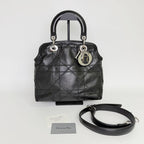 Dior Lady Cannage Large Shoulder Bag Leather Black Vintage — view 2