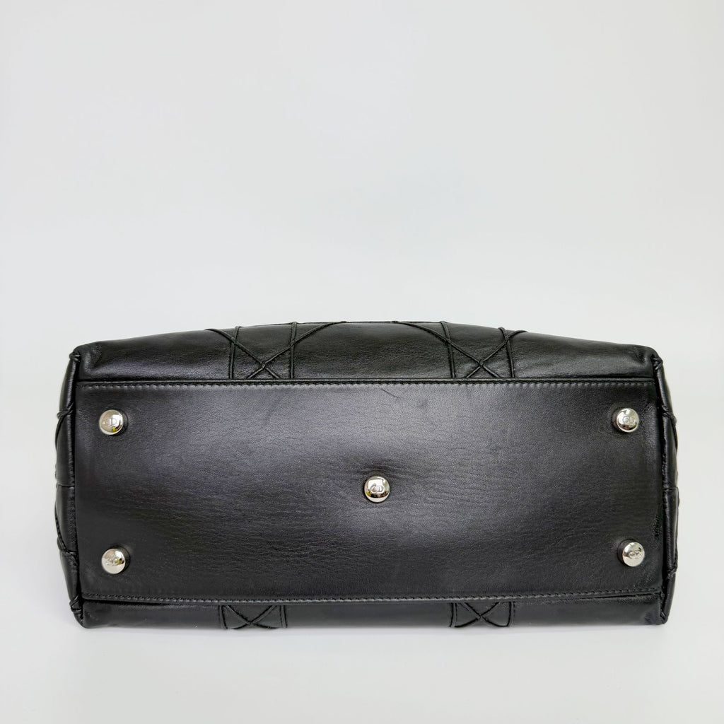 Dior Lady Cannage Large Shoulder Bag Leather Black Vintage — view 7