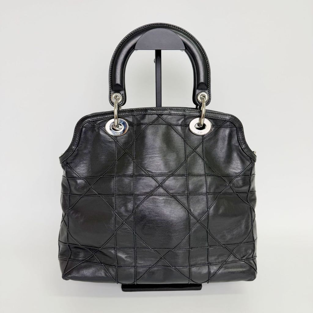 Dior Lady Cannage Large Shoulder Bag Leather Black Vintage — view 4