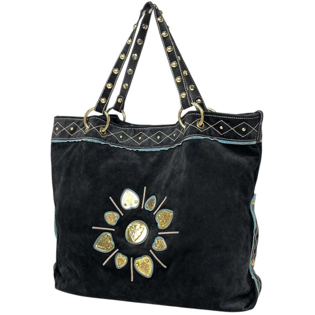 Gucci Tote Babushka Crest Suede Black