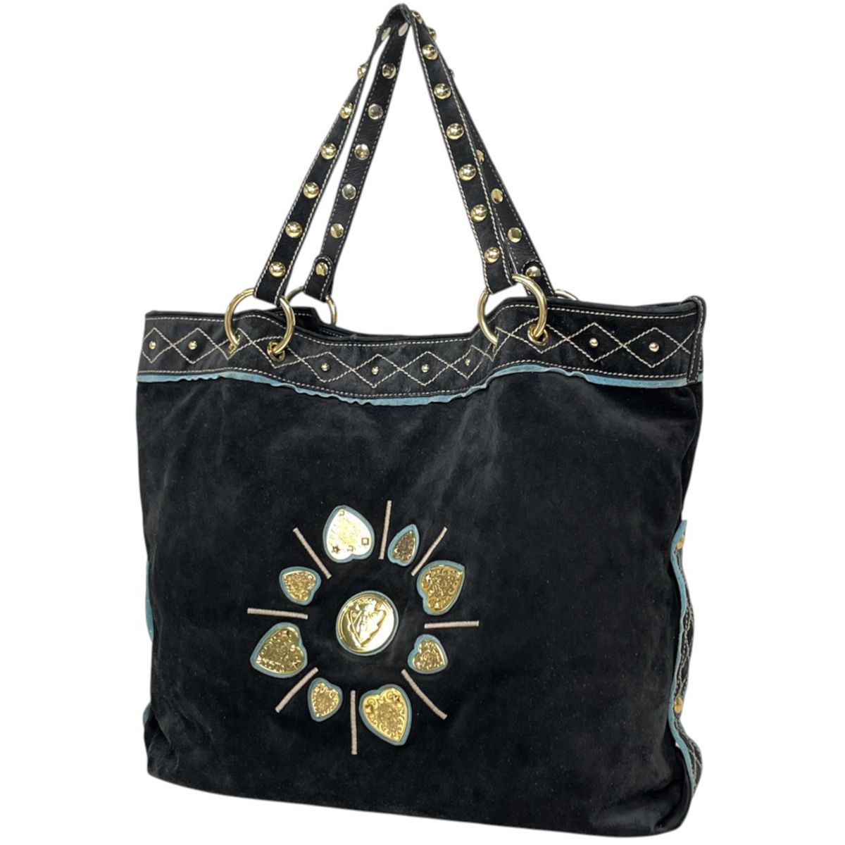 Gucci Tote Babushka Crest Suede Black