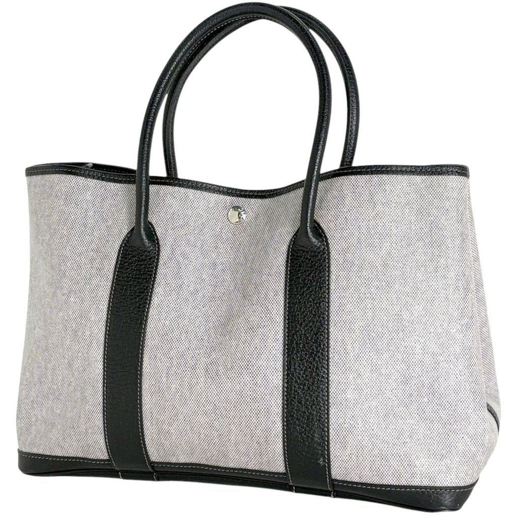Hermes Garden Party PM Tote Toile Ash Gray Black