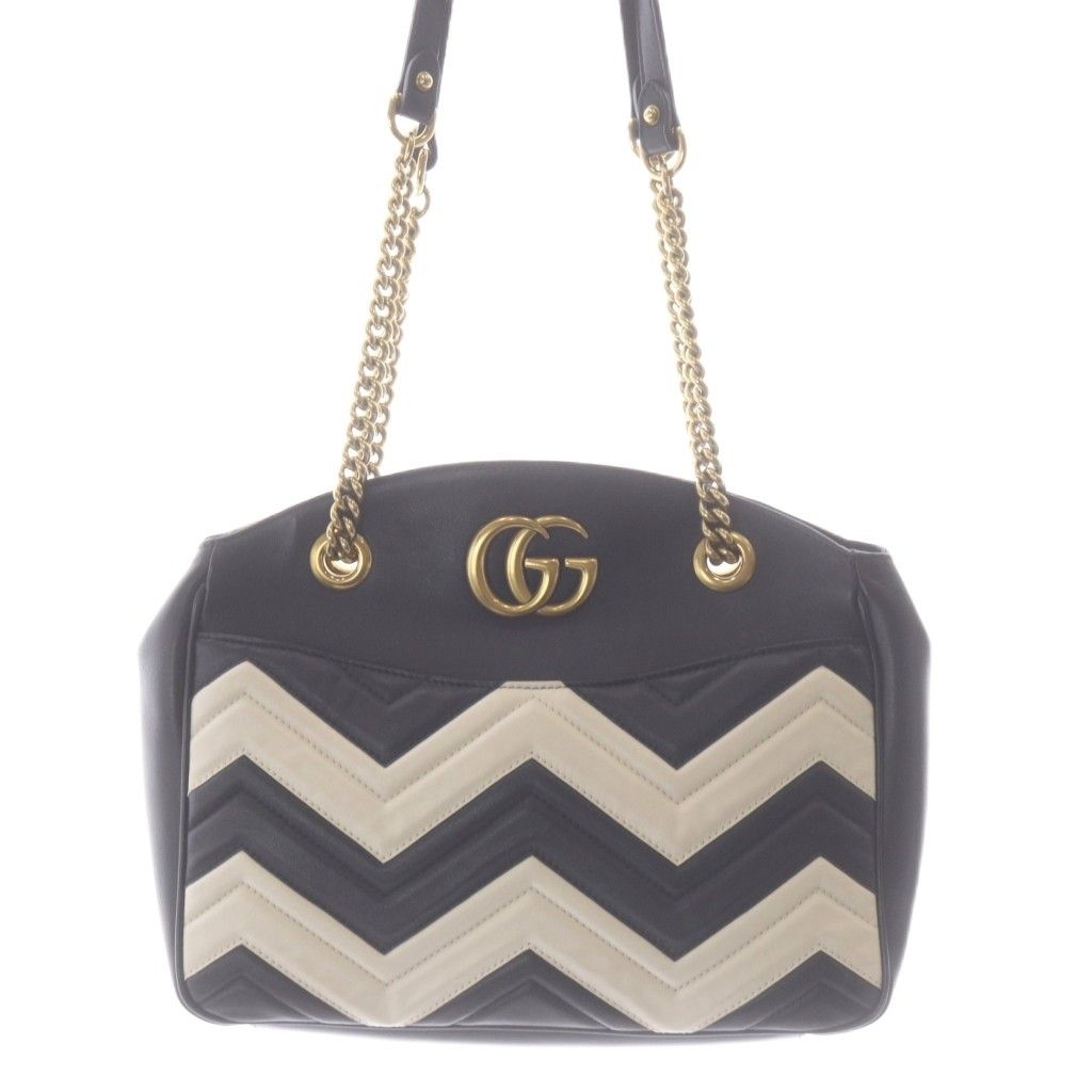Gucci GG Marmont Chain Tote Black Beige — view 4