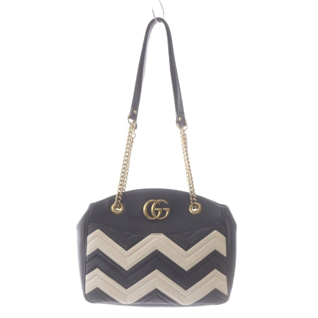 Gucci GG Marmont Chain Tote Black Beige