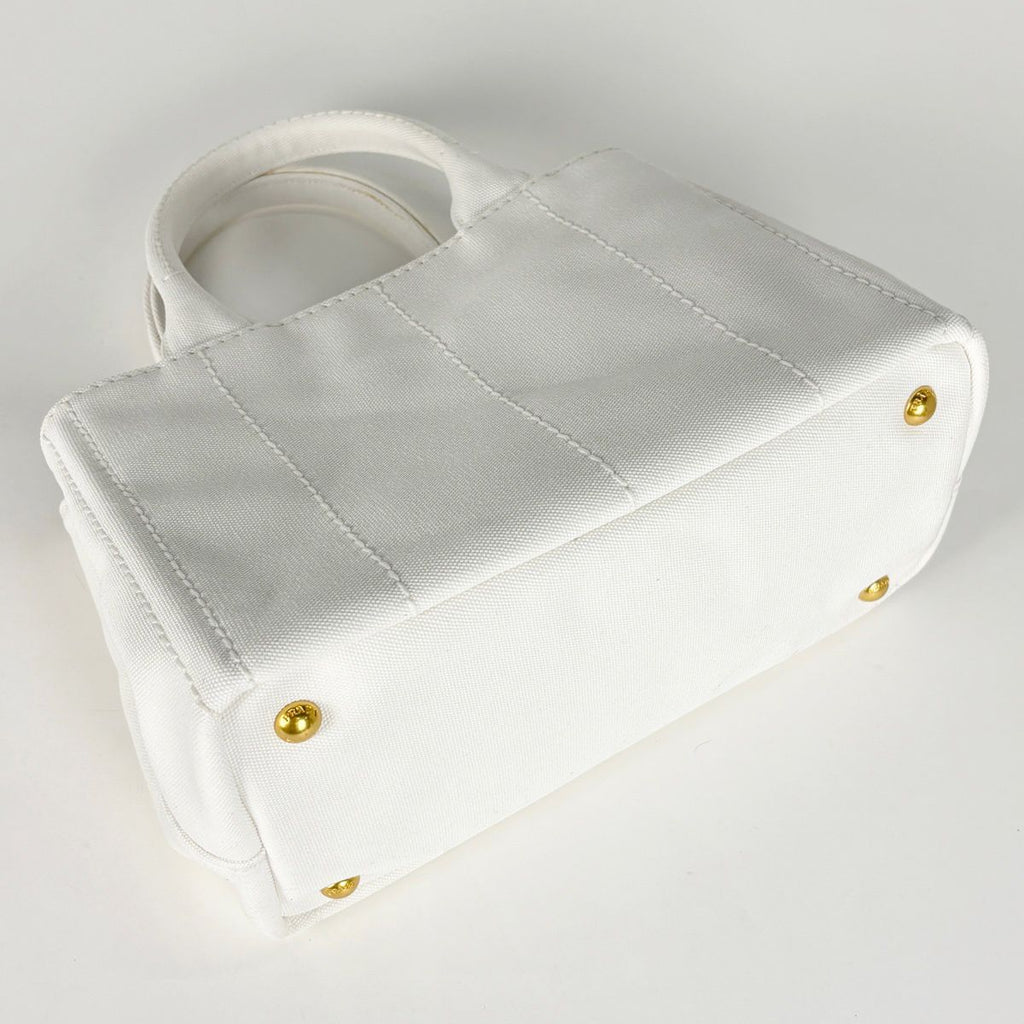 Prada Canapa Tote 2-Way Shoulder Bag Canvas White — view 2
