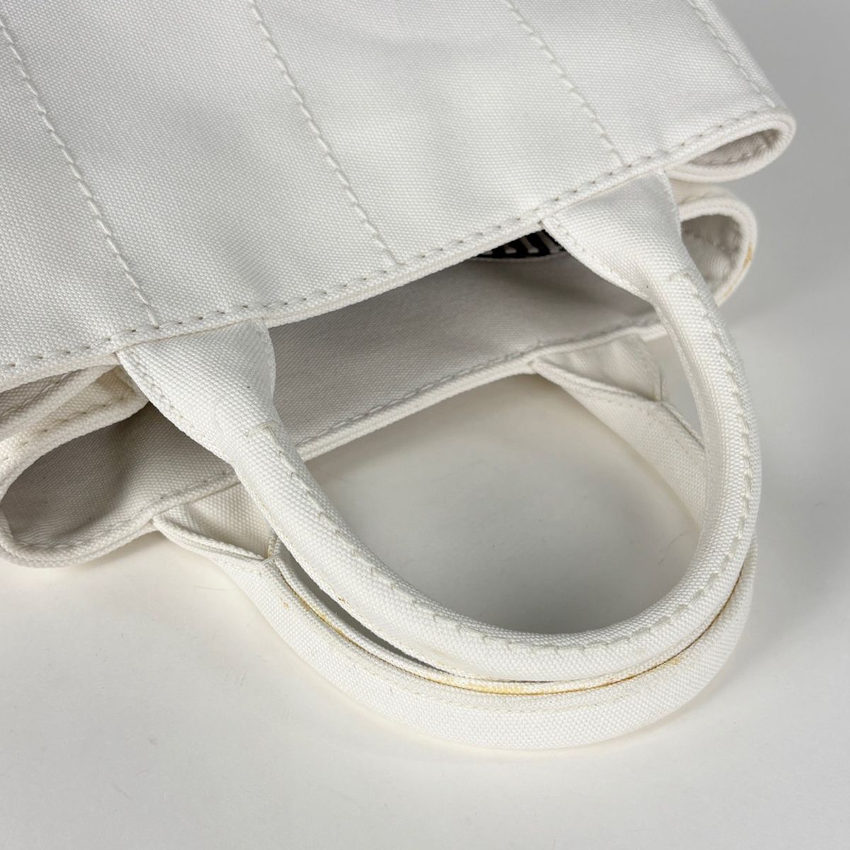 Prada Canapa Tote 2-Way Shoulder Bag Canvas White — view 8