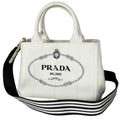 Prada Canapa Tote 2-Way Shoulder Bag Canvas White