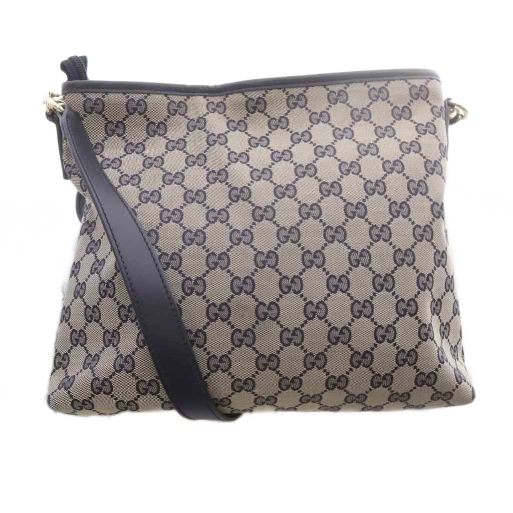 Gucci GG Canvas Sherry Line Shoulder Bag Brown Navy — view 2