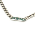 Gucci Logo Enamel Necklace 41.5 45.5 Turquoise Blue Sterling Silver