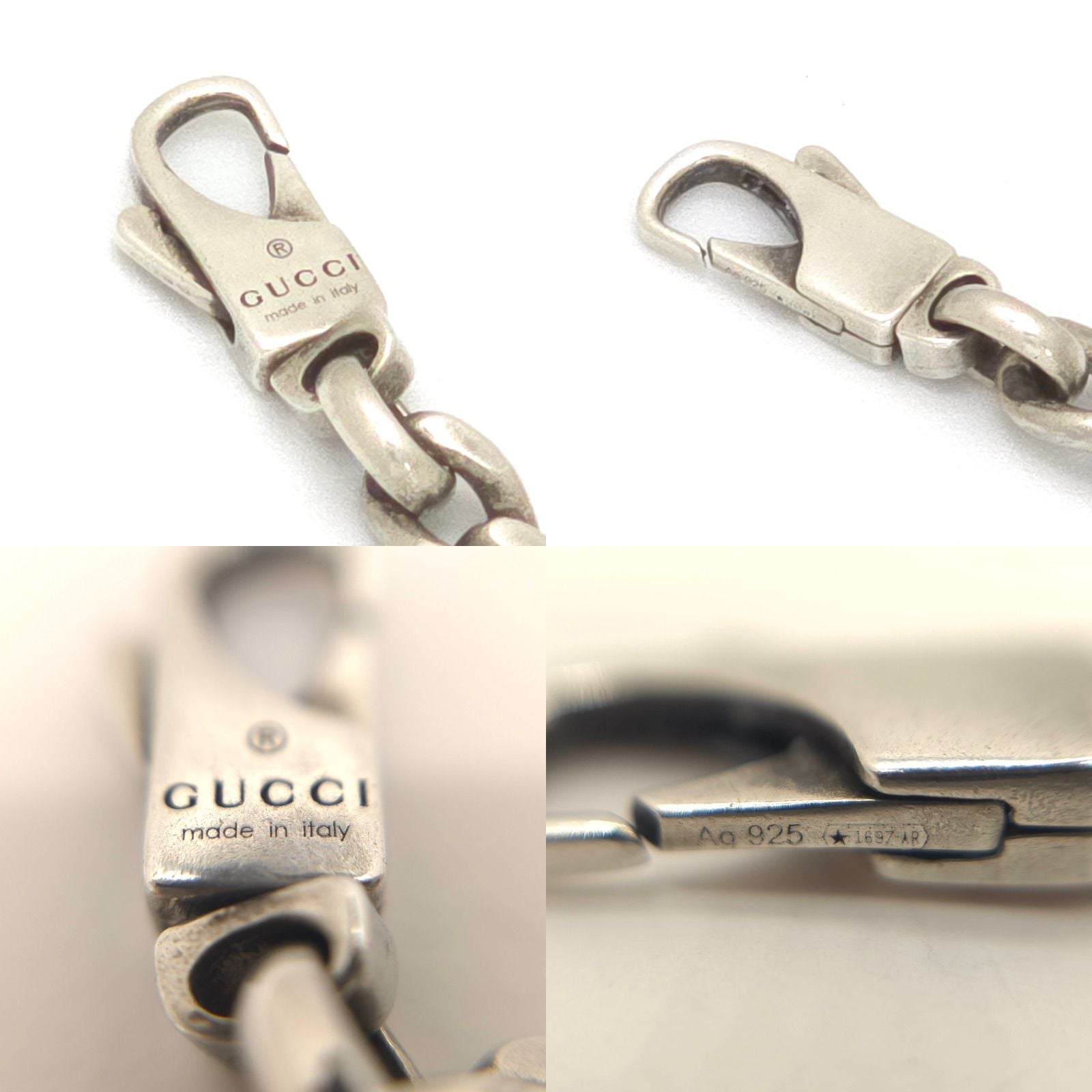 Gucci Logo Enamel Necklace 41.5 45.5 Turquoise Blue Sterling Silver — view 8