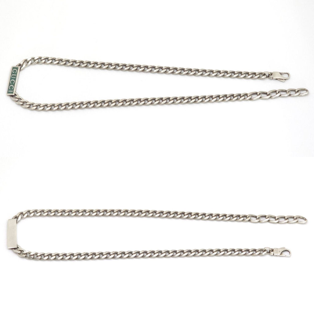 Gucci Logo Enamel Necklace 41.5 45.5 Turquoise Blue Sterling Silver — view 3
