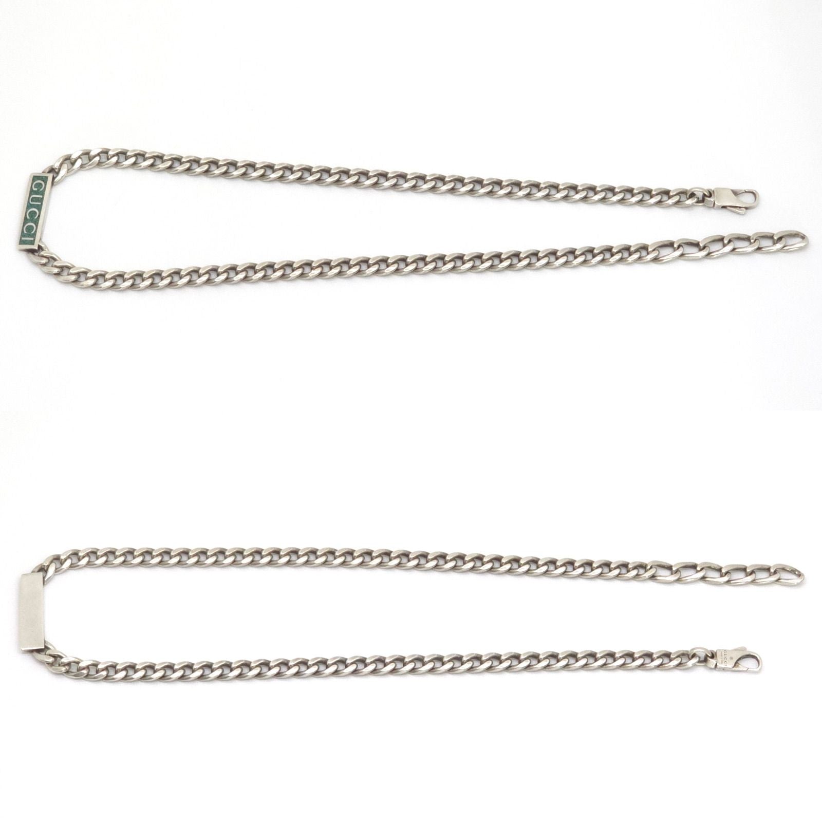 Gucci Logo Enamel Necklace 41.5 45.5 Turquoise Blue Sterling Silver — view 3