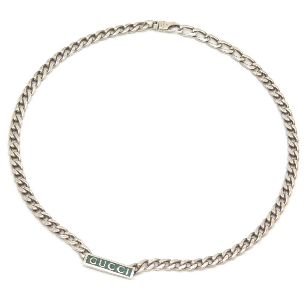 Gucci Logo Enamel Necklace 41.5 45.5 Turquoise Blue Sterling Silver — view 2